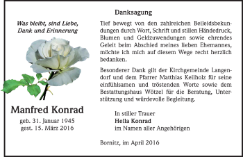 Traueranzeige von Manfred Konrad von Mitteldeutsche Zeitung Zeitz