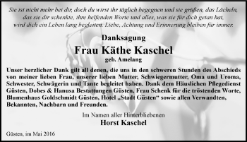 Traueranzeige von Käthe Kaschel von Mitteldeutsche Zeitung Bernburg