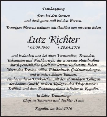 Traueranzeige von Lutz Richter von Mitteldeutsche Zeitung Bitterfeld