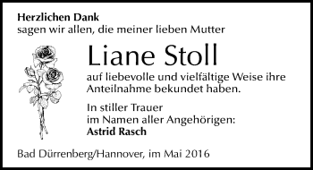 Traueranzeige von Liane Stoll von Mitteldeutsche Zeitung Merseburg/Querfurt
