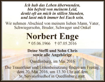 Traueranzeige von Norbert Enge von Super Sonntag Aschersleben