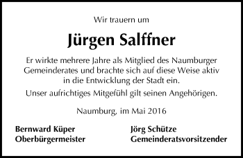 Traueranzeige von Jürgen Salffner von Mitteldeutsche Zeitung Naumburg/Nebra