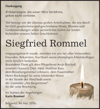 Traueranzeige von Siegfried Rommel von Mitteldeutsche Zeitung Wittenberg