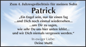 Traueranzeige von Patrick  von WVG - Wochenspiegel Quedlinburg