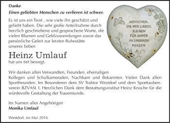 Traueranzeige von Heinz Umlauf von Super Sonntag Aschersleben