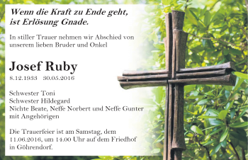 Traueranzeige von Josef Ruby von Mitteldeutsche Zeitung Merseburg/Querfurt