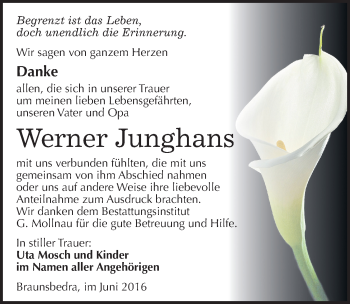 Traueranzeige von Werner Junghans von Mitteldeutsche Zeitung Merseburg/Querfurt