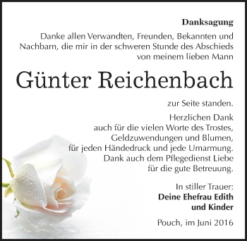 Traueranzeige von Günter Reichenbach von Mitteldeutsche Zeitung Bitterfeld