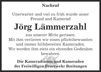 Traueranzeige von Jörg Lämmerzahl von WVG - Wochenspiegel SGH