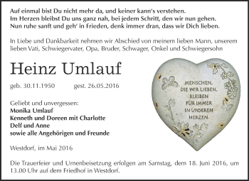 Traueranzeige von Heinz Umlauf von Super Sonntag Aschersleben