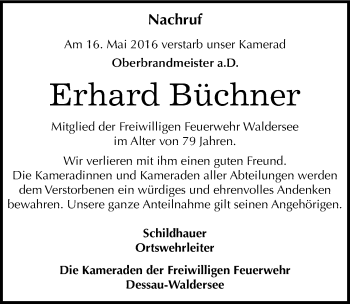 Traueranzeige von Erhard Büchner von Mitteldeutsche Zeitung Dessau-Roßlau