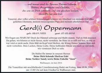 Traueranzeige von Gerd Oppermann von Mitteldeutsche Zeitung Sangerhausen