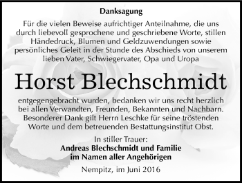 Traueranzeige von Horst Blechschmidt von Mitteldeutsche Zeitung Merseburg/Querfurt