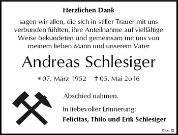 Traueranzeige von Andreas Schlesiger von Mitteldeutsche Zeitung Zeitz