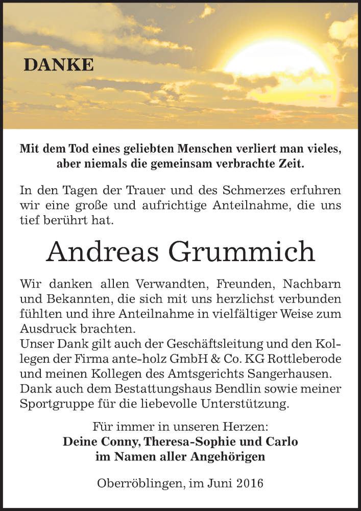  Traueranzeige für Andreas Grummich vom 18.06.2016 aus Mitteldeutsche Zeitung Sangerhausen