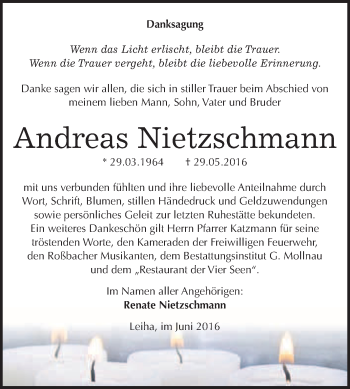 Traueranzeige von Andreas Nietzschmann von WVG - Wochenspiegel Merseburg