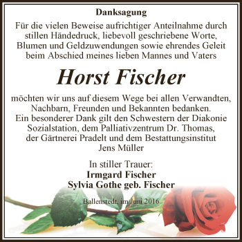 Traueranzeige von Horst Fischer von Super Sonntag Aschersleben