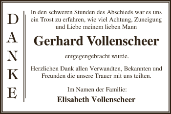 Traueranzeige von Gerhard Vollenscheer von WVG - Wochenspiegel Dessau / Köthen