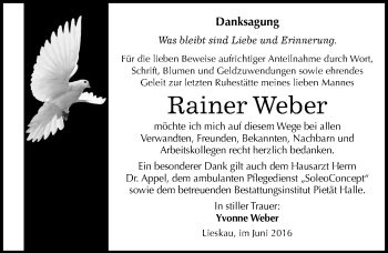 Traueranzeige von Rainer Weber von Mitteldeutsche Zeitung Halle/Saalkreis