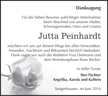 Traueranzeige von Benitta Riemert von Mitteldeutsche Zeitung Sangerhausen