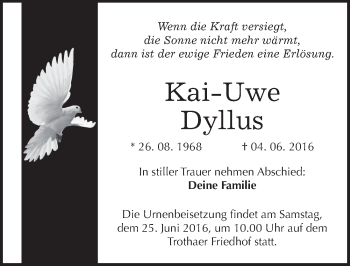 Traueranzeige von Kai-Uwe Dyllus von Mitteldeutsche Zeitung Halle/Saalkreis