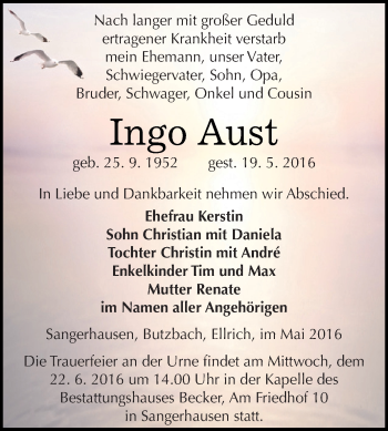 Traueranzeige von Ingo Aust von Super Sonntag SGH Mansf. Land
