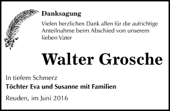 Traueranzeige von Walter Grosche von Mitteldeutsche Zeitung Bitterfeld