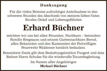 Traueranzeige von Erhard Büchner von WVG - Wochenspiegel Dessau / Köthen