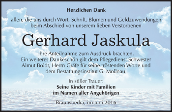 Traueranzeige von Gerhard Jaskula von Mitteldeutsche Zeitung Merseburg/Querfurt