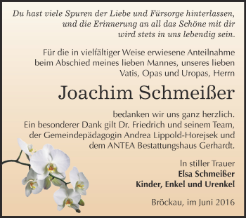 Traueranzeige von Joachim Schmeißer von Super Sonntag Zeitz
