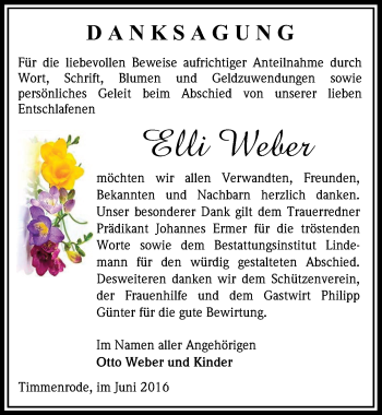 Traueranzeige von Elli Weber von Mitteldeutsche Zeitung Quedlinburg