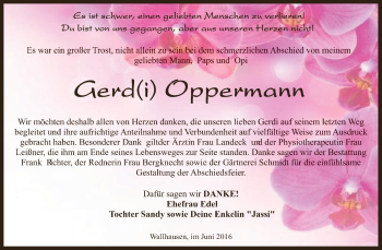 Traueranzeige von Gerd Oppermann von Super Sonntag SGH Mansf. Land