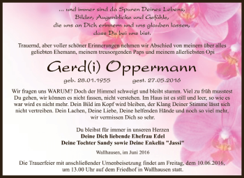 Traueranzeige von Gerd Oppermann von Super Sonntag SGH Mansf. Land