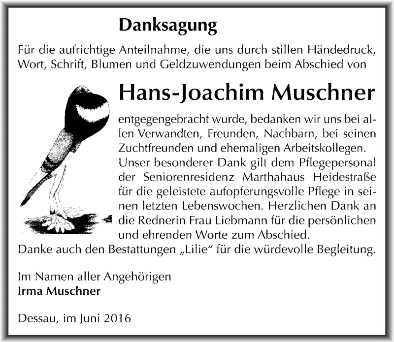 Traueranzeige für Hans-Joachim Muschner vom 25.06.2016 aus Mitteldeutsche Zeitung Dessau-Roßlau