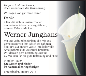 Traueranzeige von Werner Junghans von WVG - Wochenspiegel Merseburg