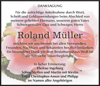 Traueranzeige von Roland Müller von Mitteldeutsche Zeitung Weißenfels