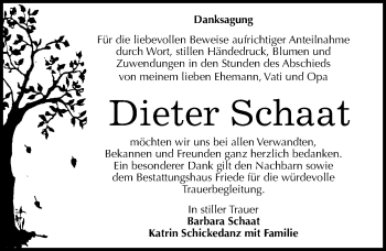 Traueranzeige von Dieter Schaat von Mitteldeutsche Zeitung Dessau-Roßlau