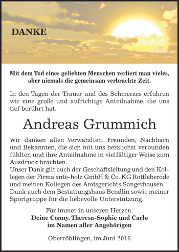 Traueranzeige von Andreas Grummich von Mitteldeutsche Zeitung Sangerhausen