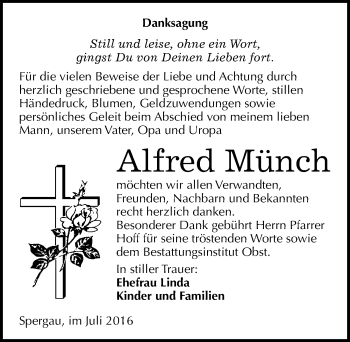 Traueranzeige von Alfred Münch von Mitteldeutsche Zeitung Merseburg/Querfurt
