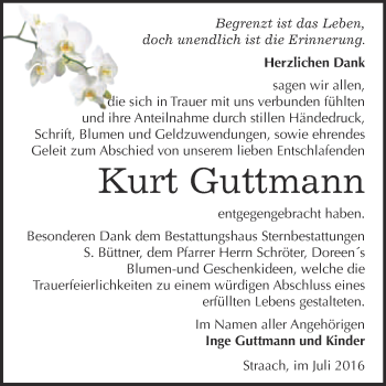Traueranzeige von Kurt Guttmann von Super Sonntag Wittenberg