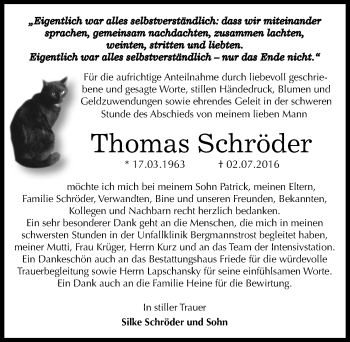 Traueranzeige von Thomas Schröder von Mitteldeutsche Zeitung Dessau-Roßlau