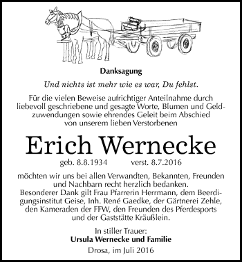 Traueranzeige von Erich Wernecke von Mitteldeutsche Zeitung Köthen