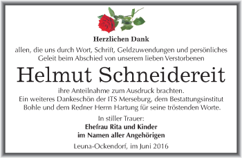 Traueranzeige von Helmut Schneidereit von Mitteldeutsche Zeitung Merseburg/Querfurt