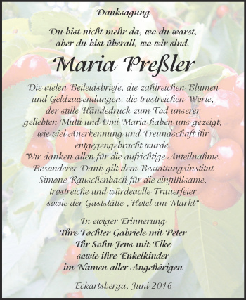 Traueranzeige von Johanna Fogler von Mitteldeutsche Zeitung Mansfelder Land