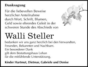 Traueranzeige von Walli Steller von Mitteldeutsche Zeitung Bitterfeld