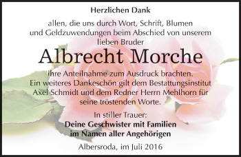 Traueranzeige von Albrecht Morche von Mitteldeutsche Zeitung Merseburg/Querfurt
