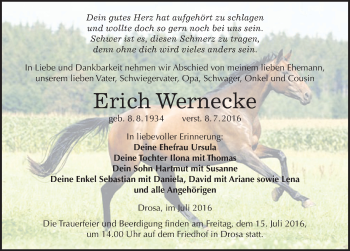 Traueranzeige von Erich Wernecke von Mitteldeutsche Zeitung Köthen