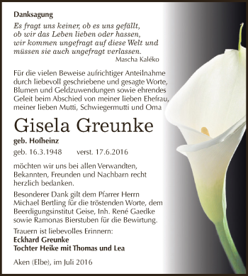 Traueranzeige von Anni Friese von Mitteldeutsche Zeitung Bernburg