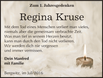 Traueranzeige von Regina Kruse von Mitteldeutsche Zeitung Wittenberg