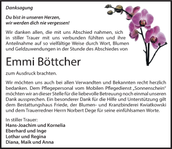 Traueranzeige von Emmi Böttcher von Mitteldeutsche Zeitung Dessau-Roßlau
